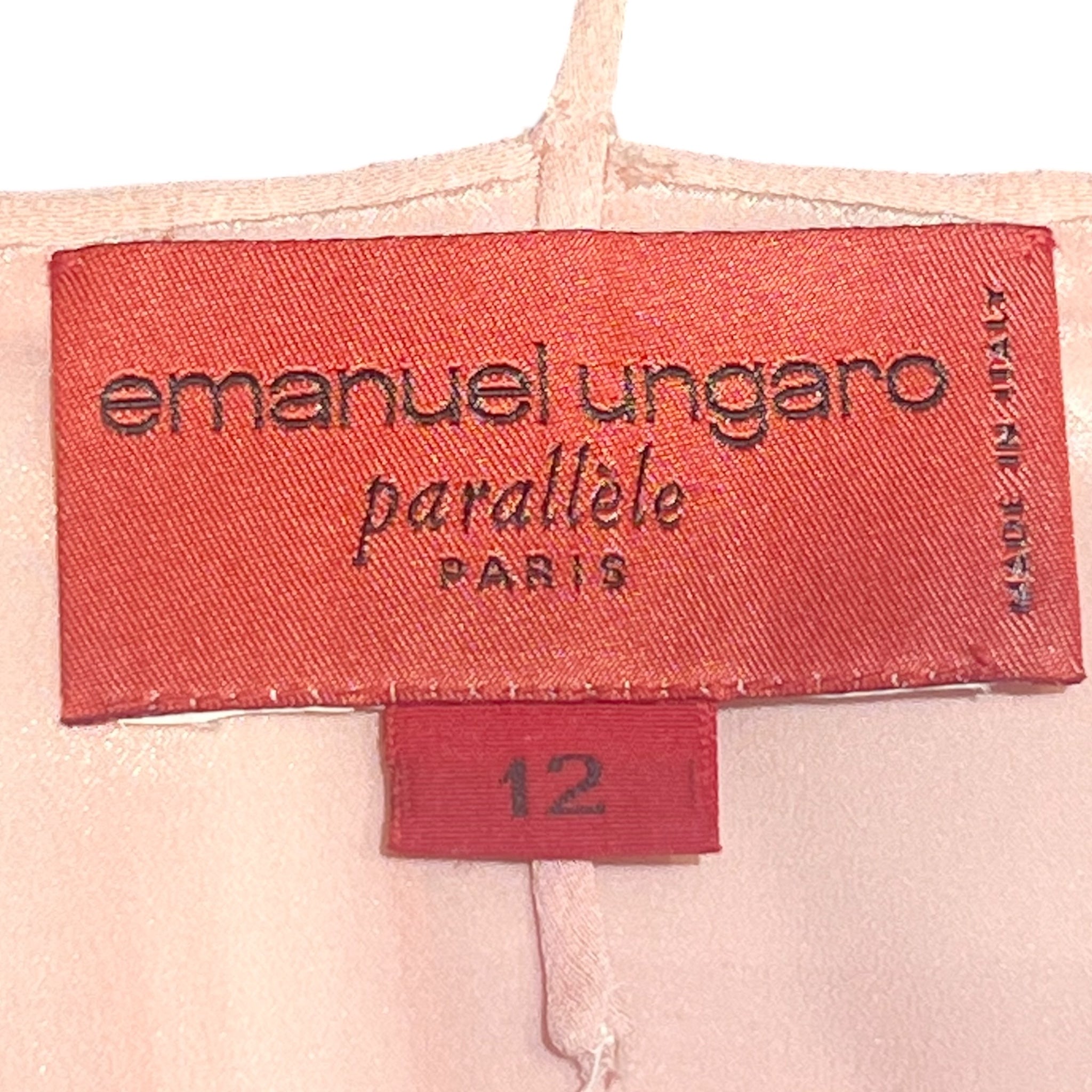 Emanuel Ungaro 90s  Bubblegum Pink Silk Crepe Mini Dress, label