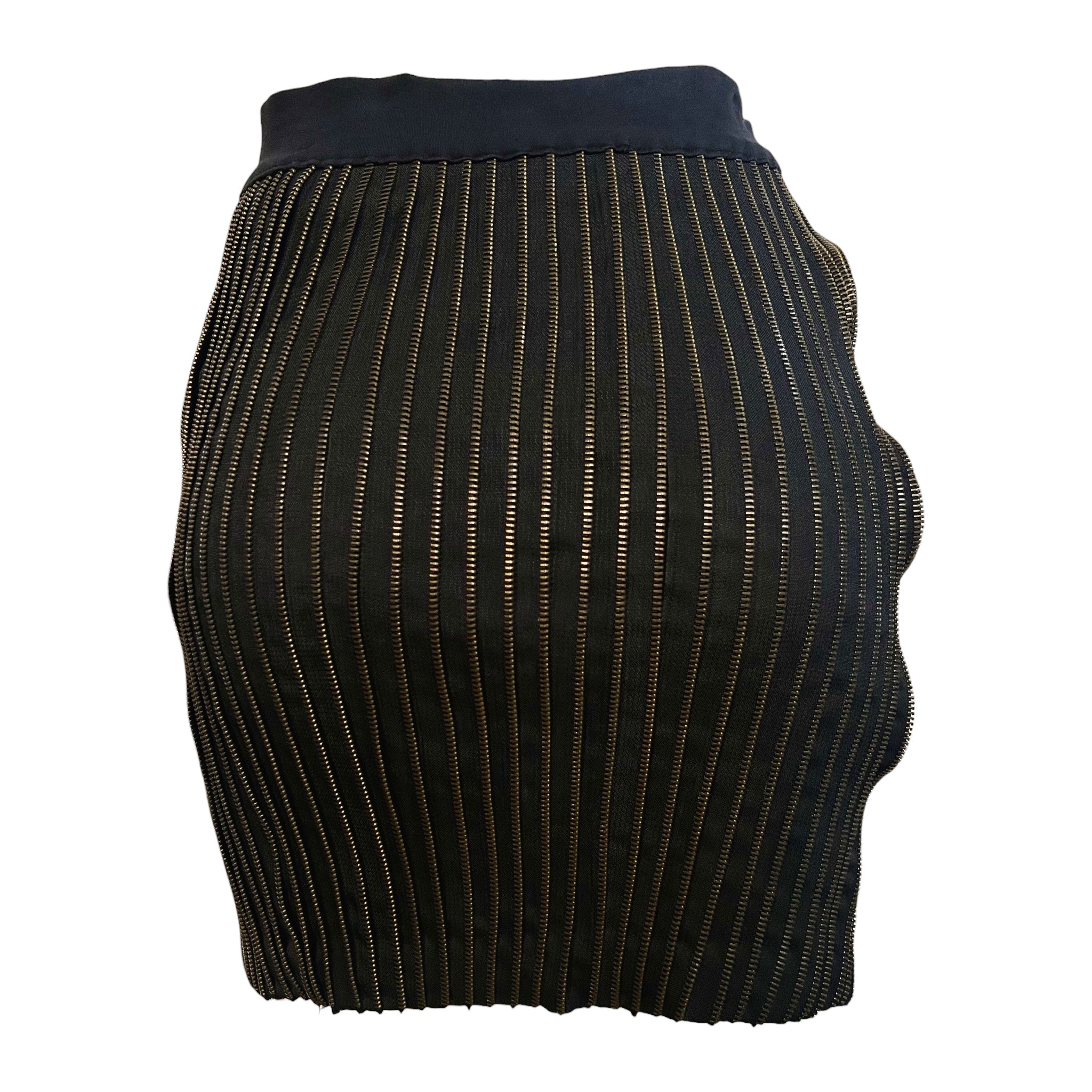 Moschino 1990's Charcoal Zipper Mini Skirt, back