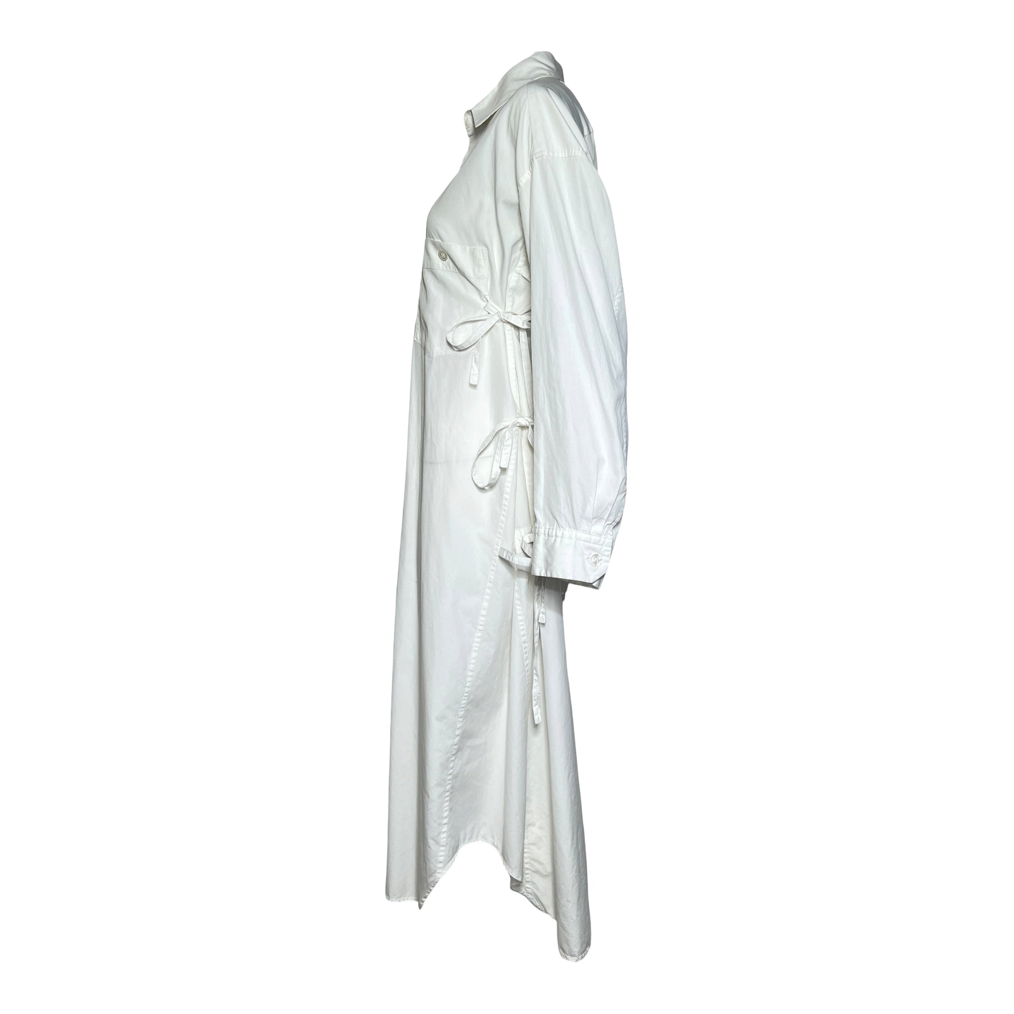 Issey Miyake 1990s Archival White Shirt Tie Dress, side 2