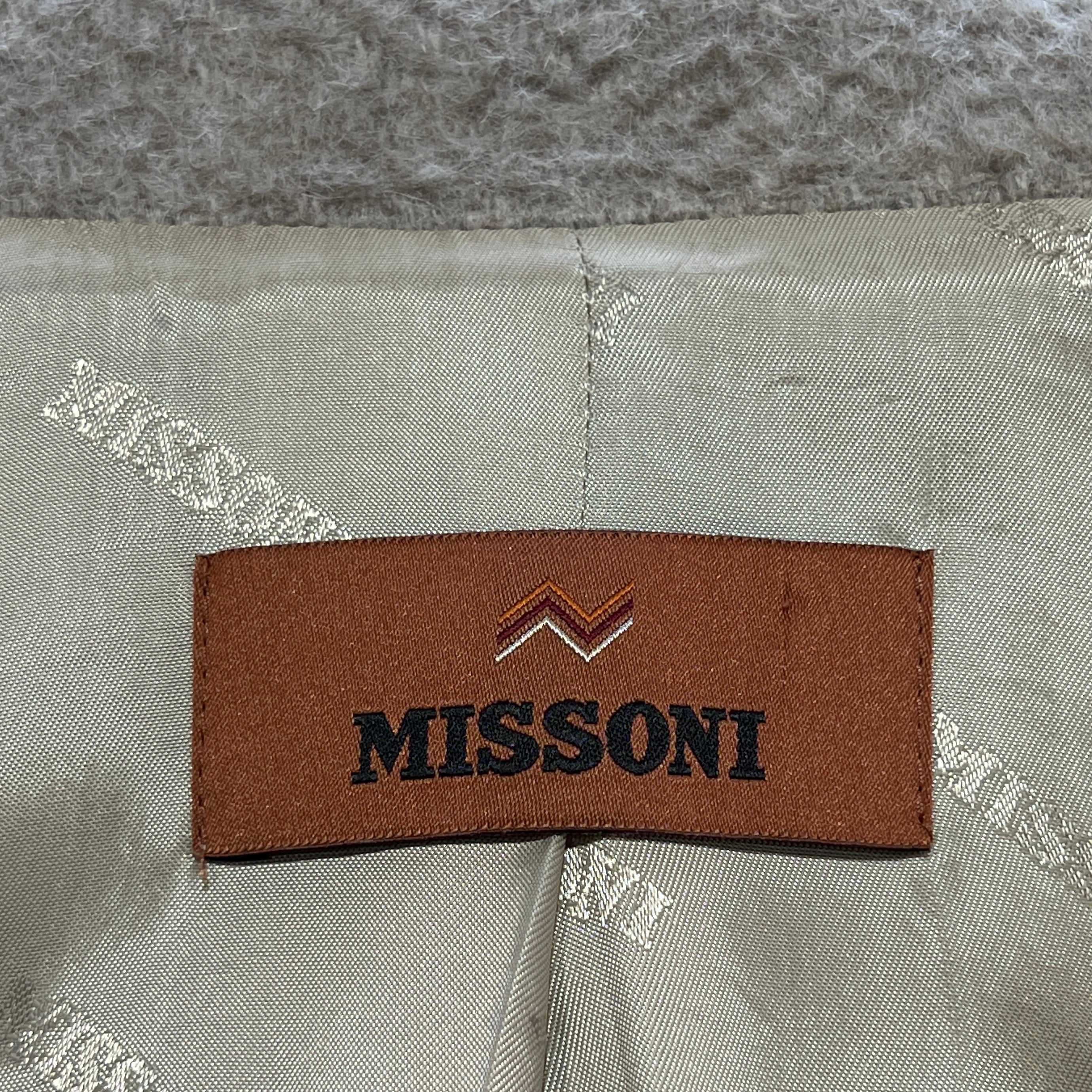 Missoni 2025 Herringbone Beige Alpaca Blend Coat, label