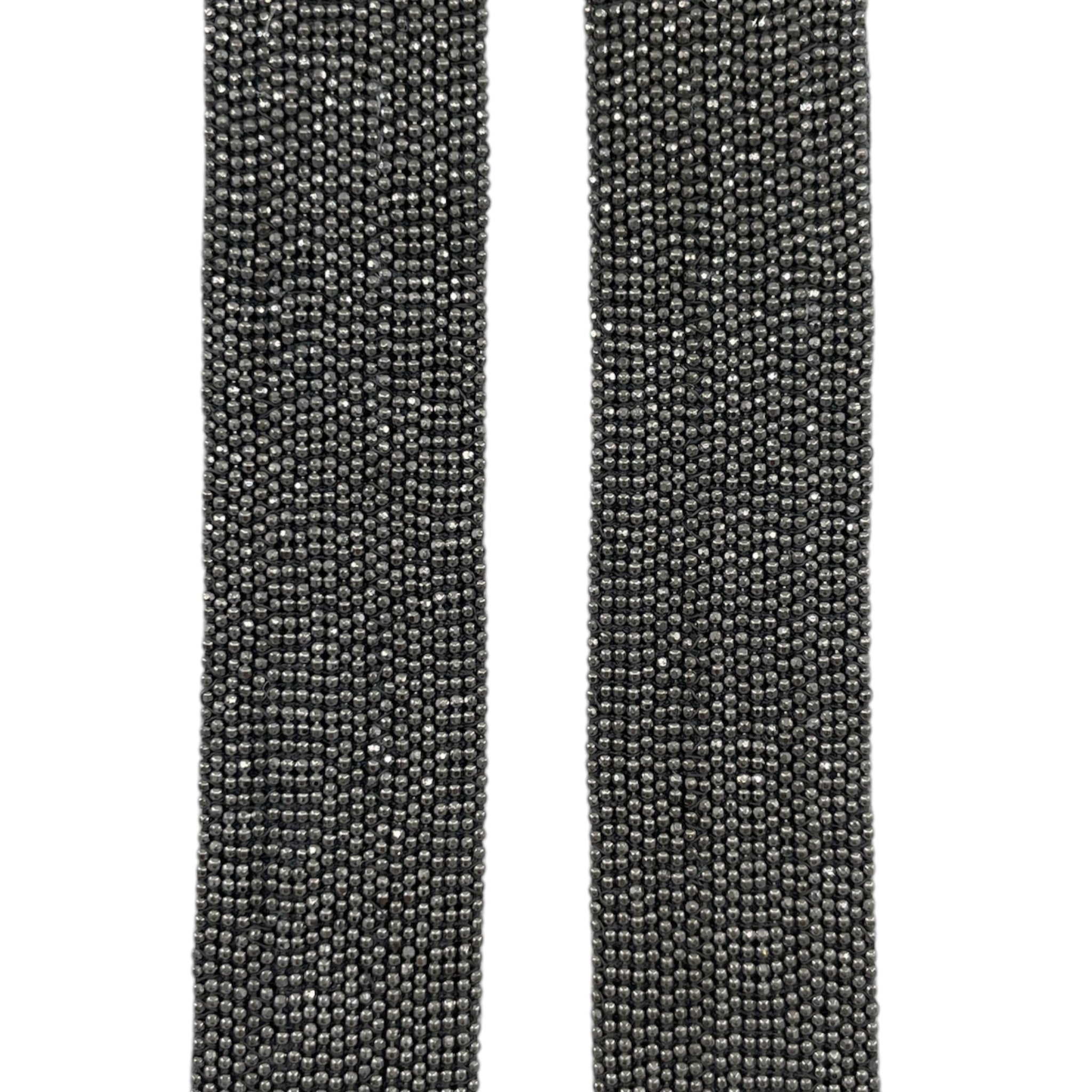 Brunello Cucinelli 2000s Gun Metal "Beaded" and Cashmere Suspenders, detail
