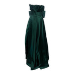 Balestra Roma Couture 1980's Emerald Green Satin and Rhinestone Strapless Gown, back