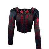 Vivienne Westwood 90s Black Corset Top with Red Metallic Decoration. BACK 3 of 5