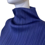 Issey Miyake F/W 1999 Cobalt Blue Pleated Funnel Neck Blouse, neck