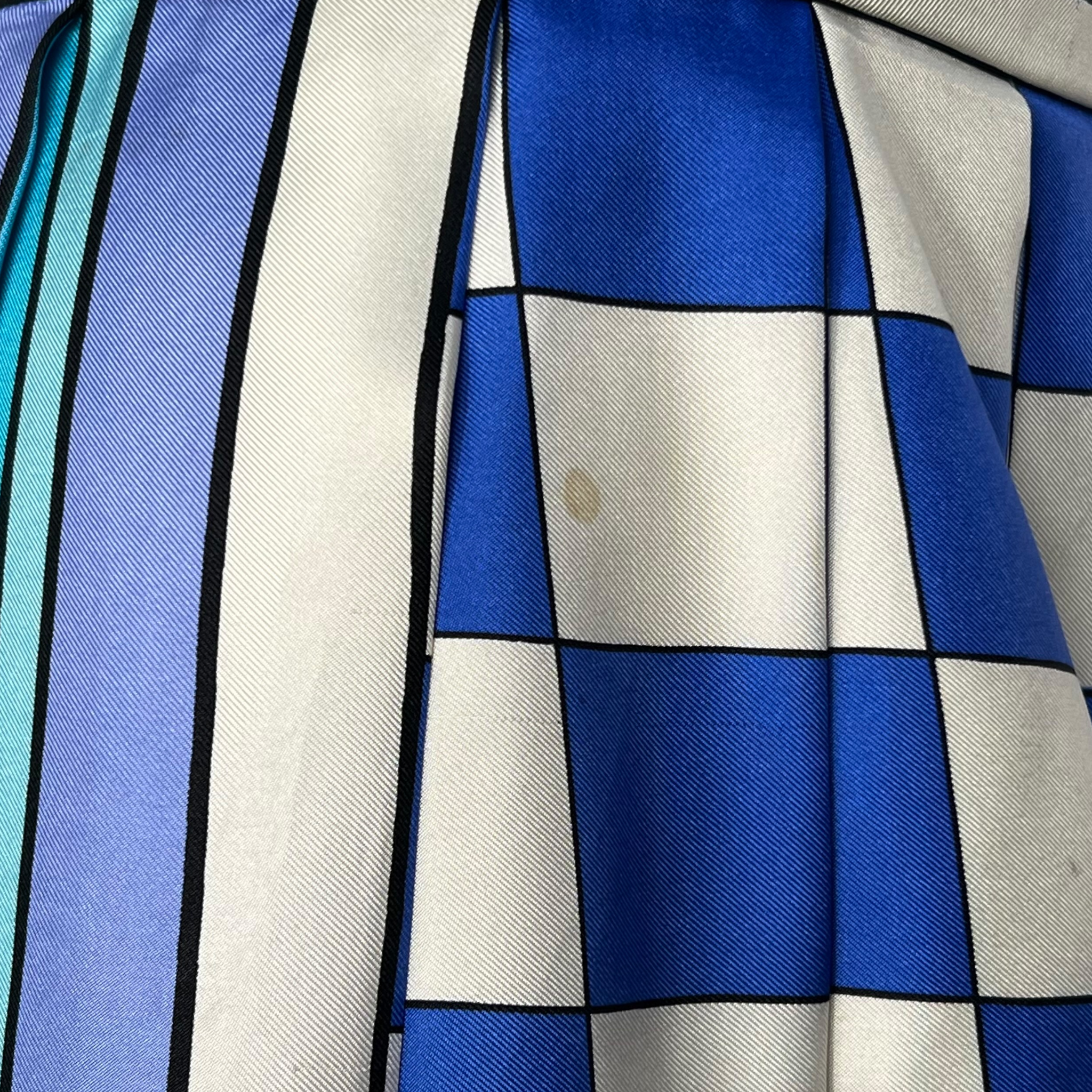 Tina Leser 1960's Blue Graphic Print Silk Twill Full Hostess Skirt, spot 2