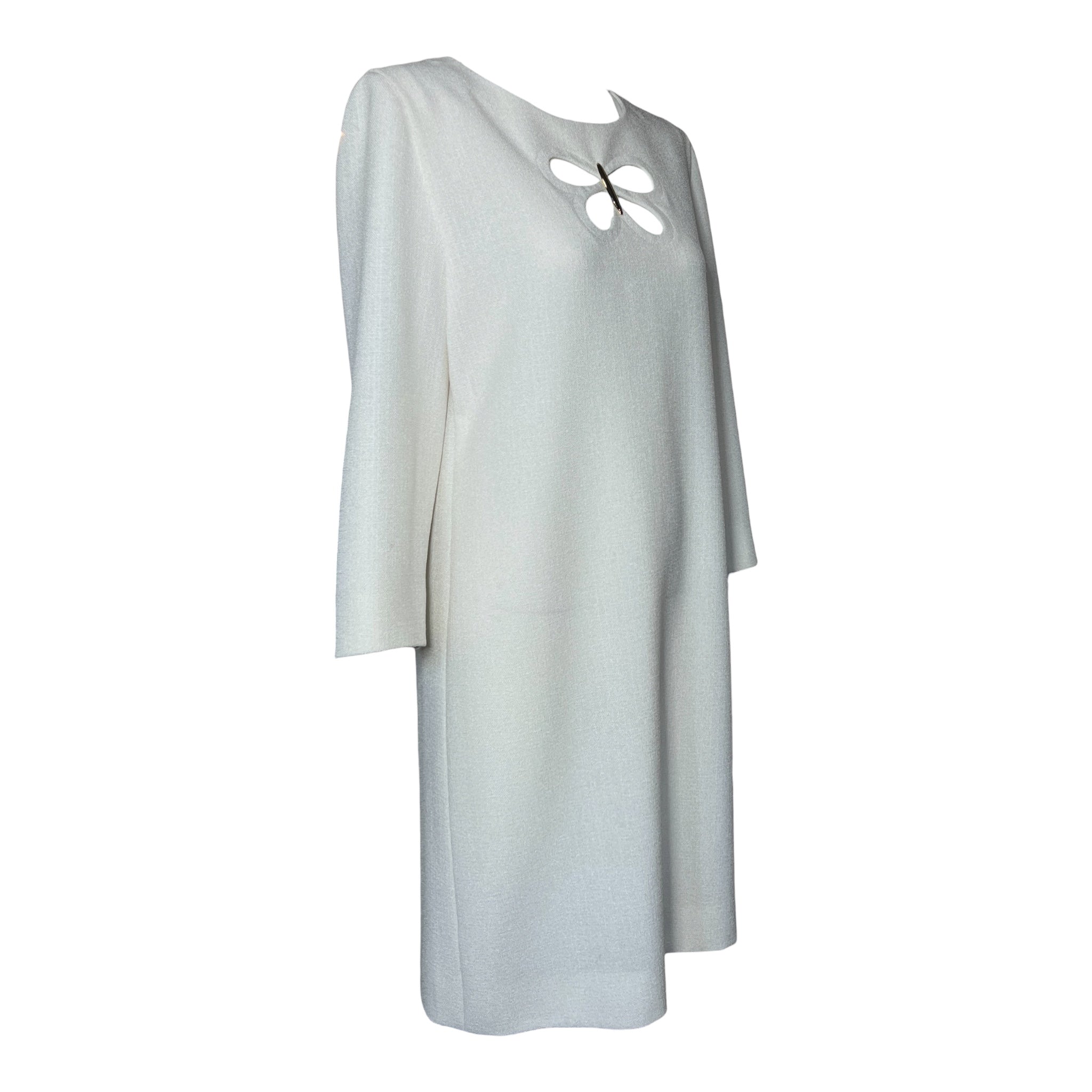 1980s Pierre Cardin Haute Couture White Mod Butterfly Shift Dress, side