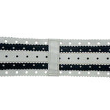 Oscar de la Renta 2000s Black and White Perforated and Serrated Wide Leather Corset Belt, center 