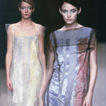 Martine Sitbon A/W 1998 Blush Pink Flocked Velvet & Silk Mousseline Dress, runway