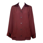 Saint Laurent 1970's Burnt Umber Satin Crepe Button Up Shirt