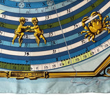 Hermes 1990's "Astrologie Forever" Blue Horoscope  Print by F. Faconnet Silk Twill Scarf, signature