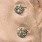 Galanos Early 1980's Pink Silk Three Piece Skirt Suit Evening Ensemble, buttons