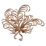 Nettie Rosenstein 1940's Sterling Silver Gold Vermeil Diamante Feather Brooch and Earrings, brooch
