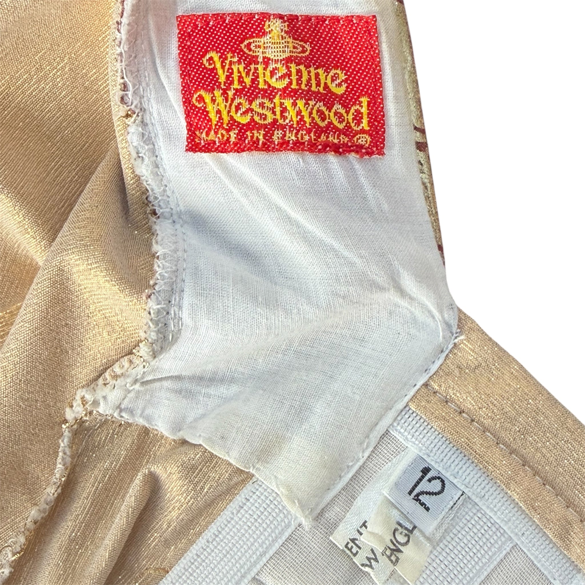Vivienne Westwood A/W 1990-91 "Portrait" Collection Long Sleeve Gold Corset Top,  label