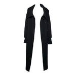 Transit Charcoal Wool Coat With Knit Sweater Sleeves, open