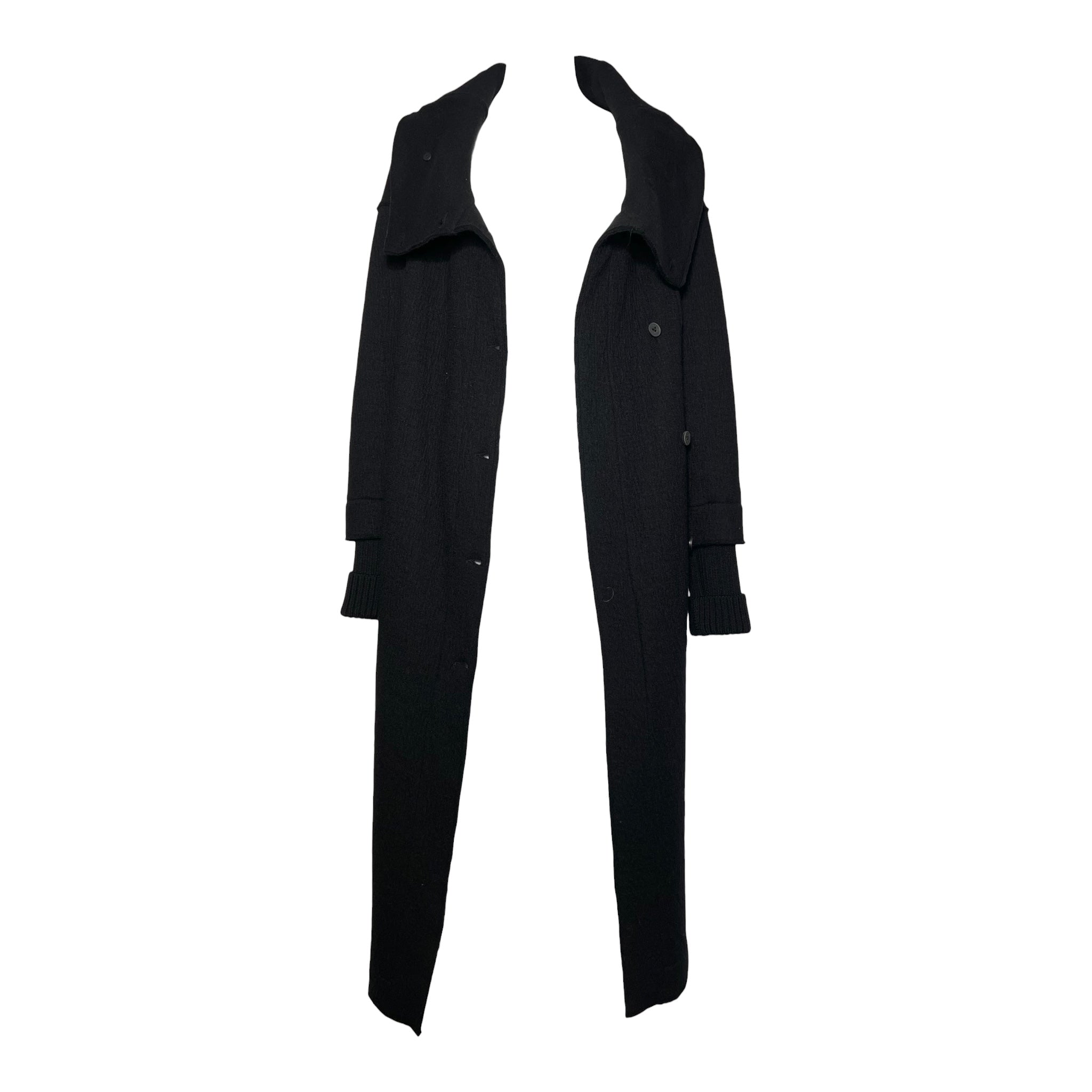 Transit Charcoal Wool Coat With Knit Sweater Sleeves, open