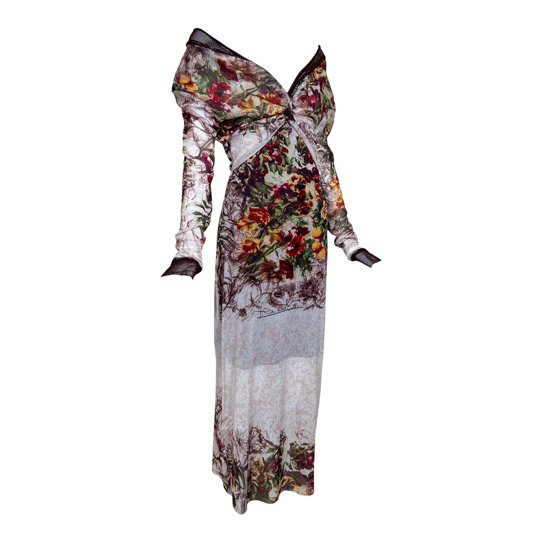 Jean Paul Gaultier S/S 1999 Garden of Eden Mesh Dress, slight side