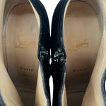 Christian Louboutin Black Velour Veau 120 Stiletto Boot with Red Tulips, 40.5, INSIDE