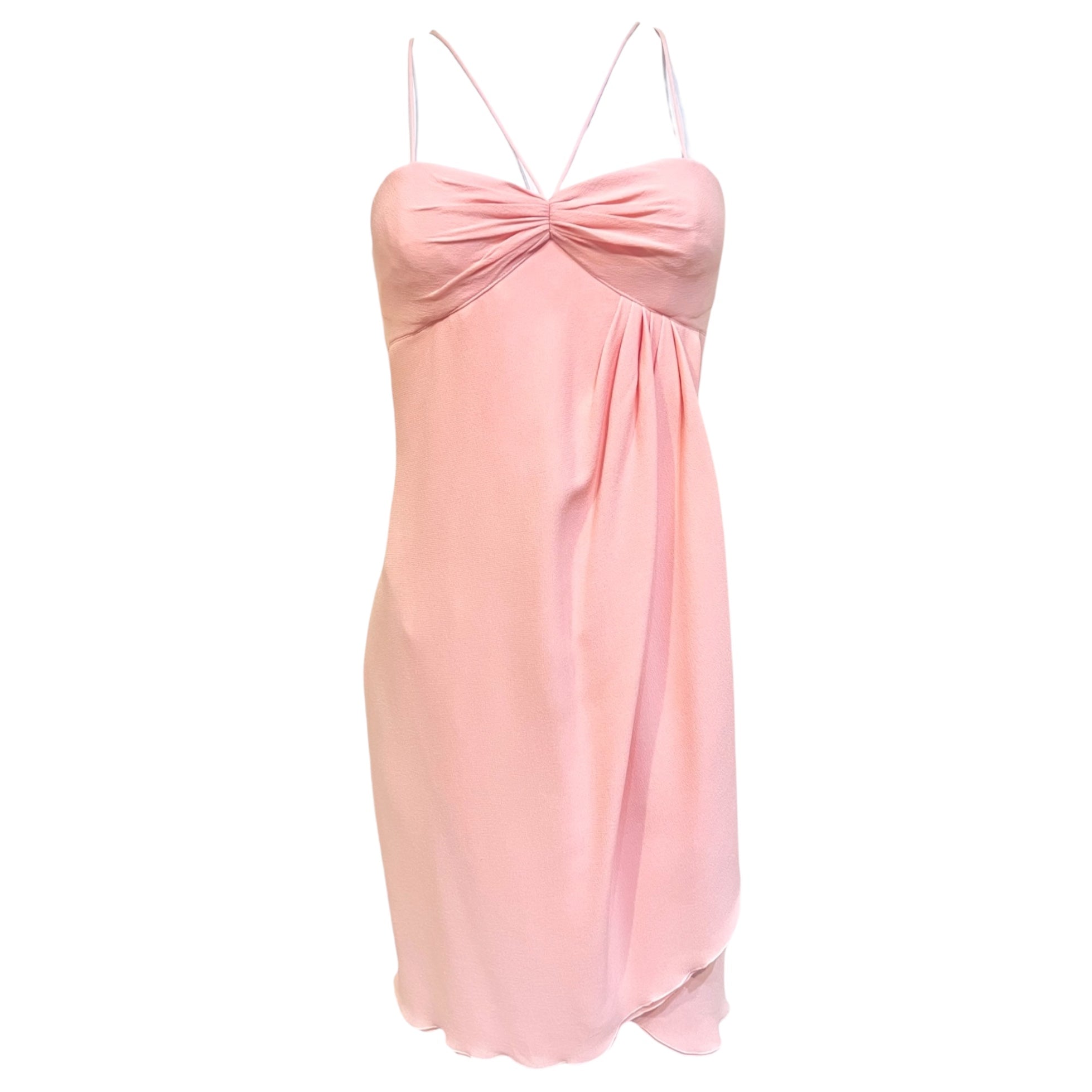 Emanuel Ungaro 90s  Bubblegum Pink Silk Crepe Mini Dress