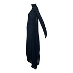 Issey Miyake 90's/Y2K  Black Sheer Herringbone Diagonal Pleated Tunic Dress, side