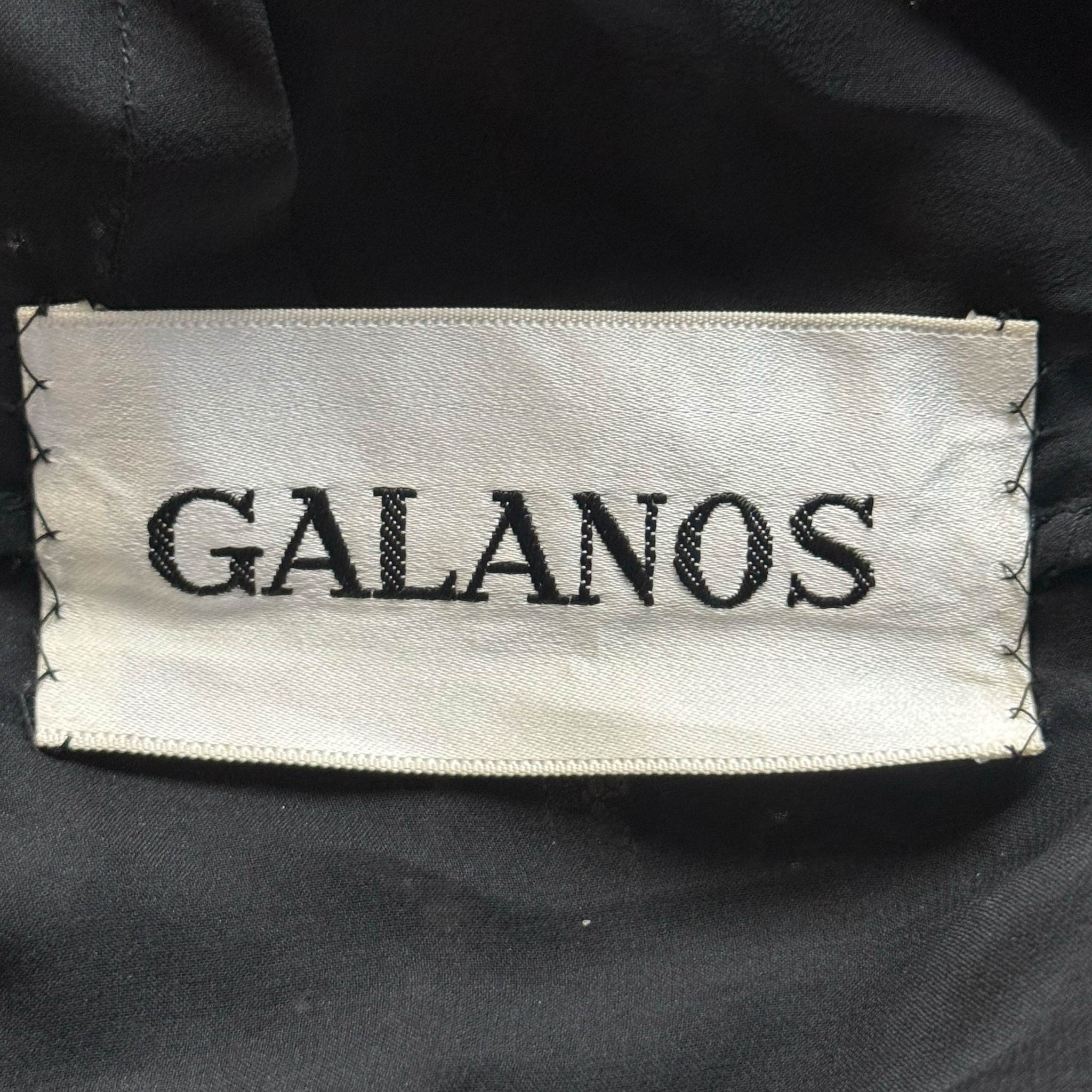 Galanos 1980's Black Chantilly Lace and Silk Chiffon Long Sleeve Gown, label