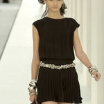 Chanel S/S 2007 Midnight Blue Crepe Chiffon Pleated Mini Dress, runway 3