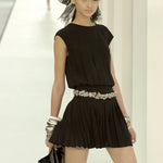 Chanel S/S 2007 Midnight Blue Crepe Chiffon Pleated Mini Dress, runway 2