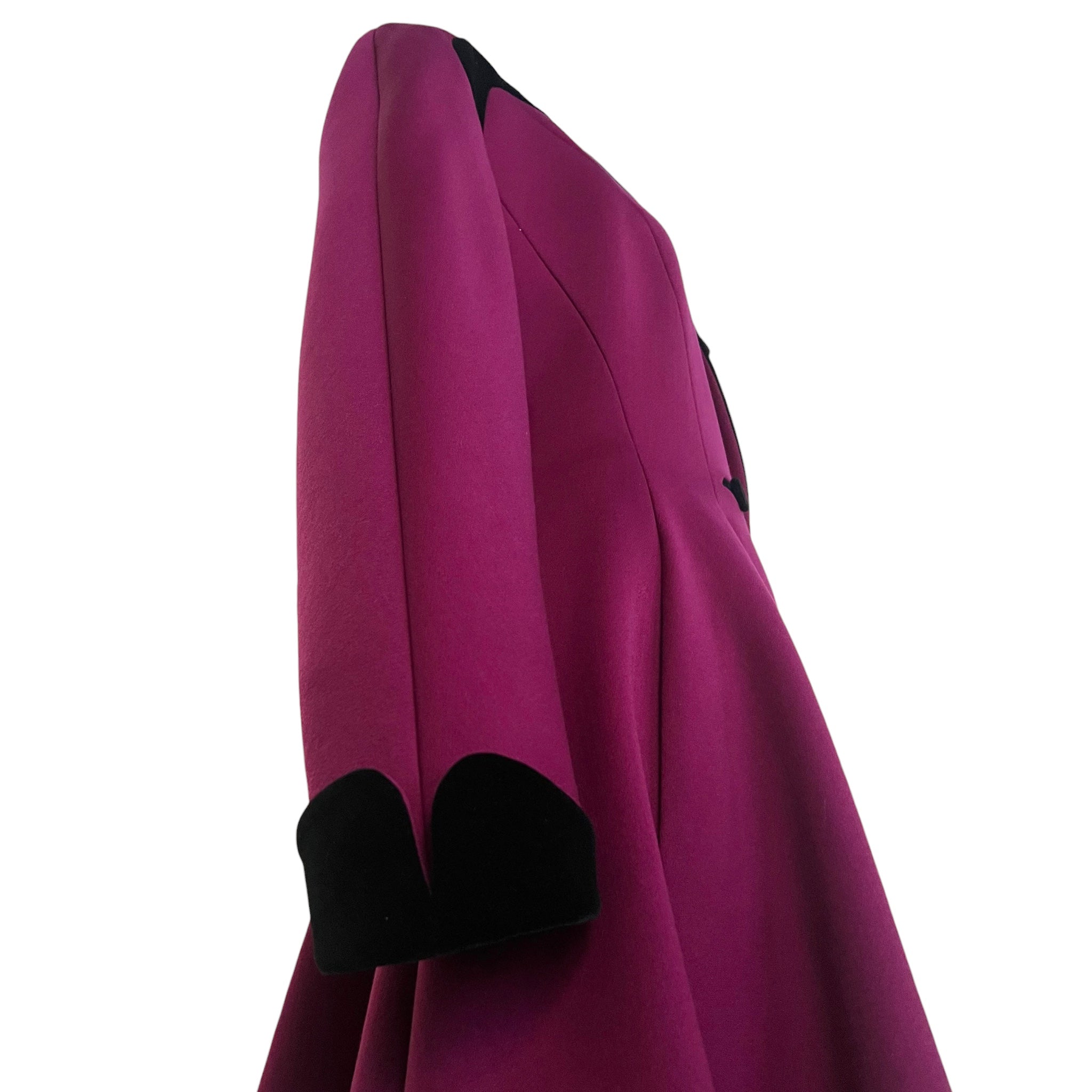 Thierry Mugler 1980s does 40s Plum Fit and Flair Coat, right sleeve