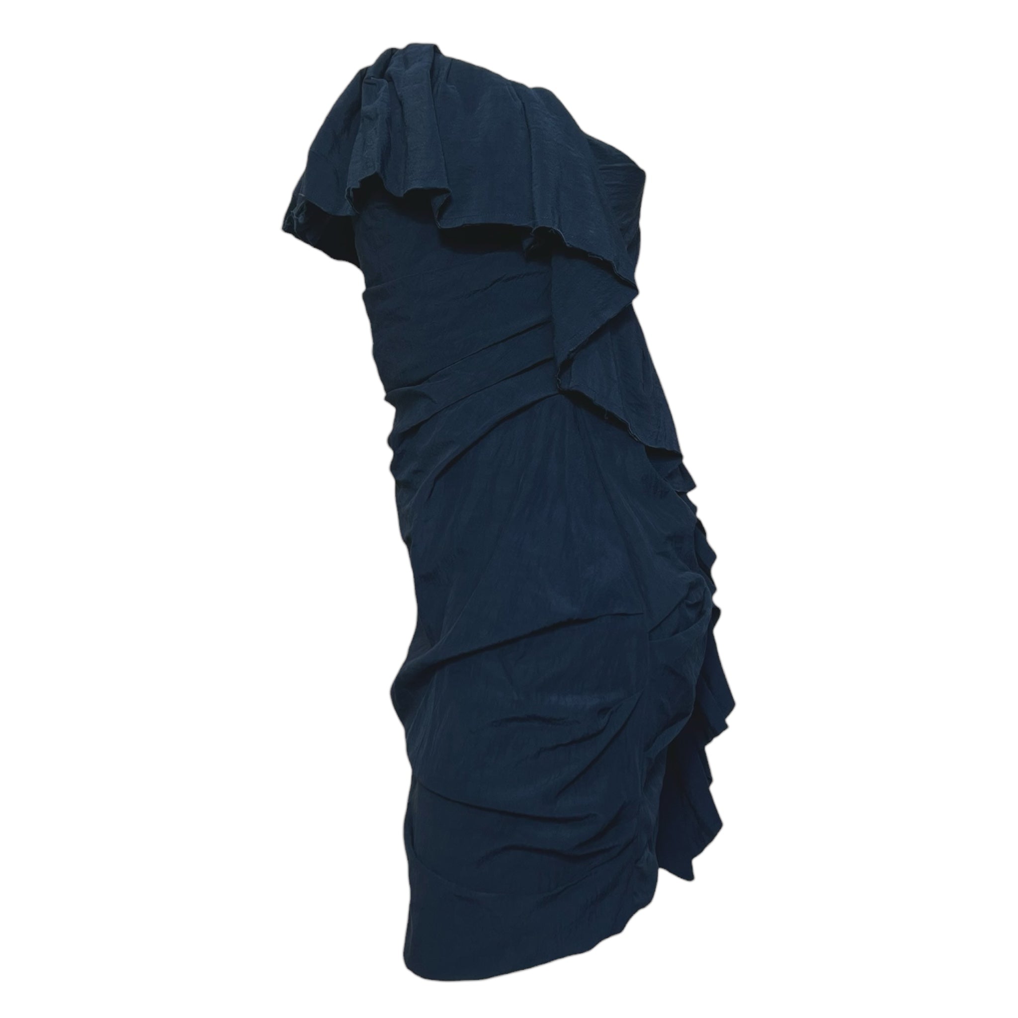 Carmen March 2000s Deep Navy Blue Strapless Sculptural Dress, side