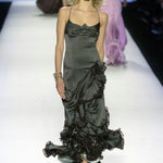 Zac Posen F/W 2005 Plum Silk Satin Tiered Gown w/Flounce, runway