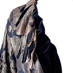 1920's Gold Lame and Black Velvet Cocoon Coat, collar detail