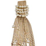 Chanel S/S 2001 Gold Dangling Chain Brooch with Pearls, top
