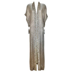 Late 1970's Gold Champagne Lamé Jacquard Caftan Gown and Scarf, dress