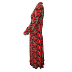 1940's Red Graphic Horse Head Rayon Crepe Dress, side