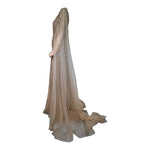 Tony Ward Fall 2025 Sheer Tulle Beaded ad Crystal Gown w/Waterfall Sleeves, side 2