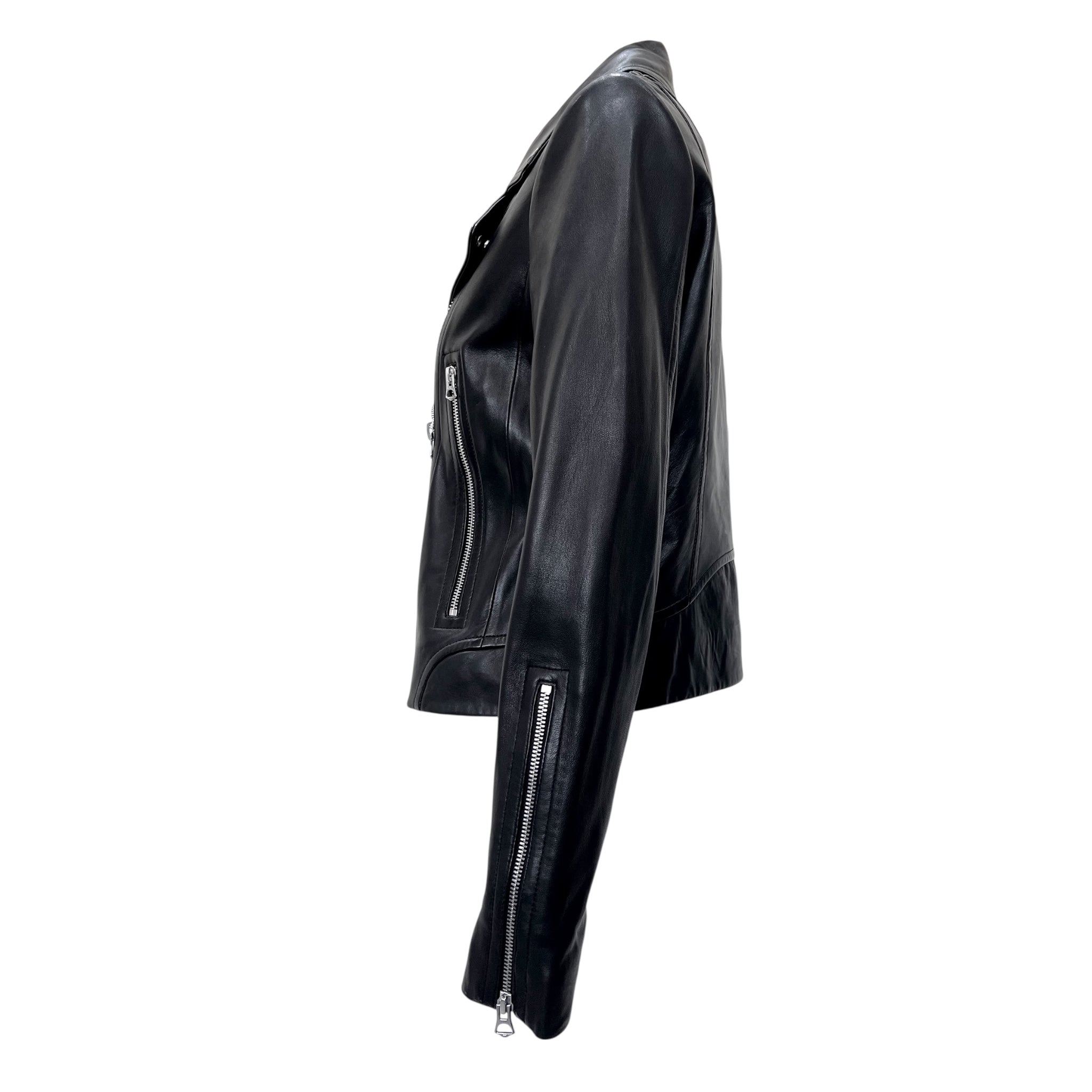 Rag & Bone Black Lambskin Leather Moto Jacket, side 2