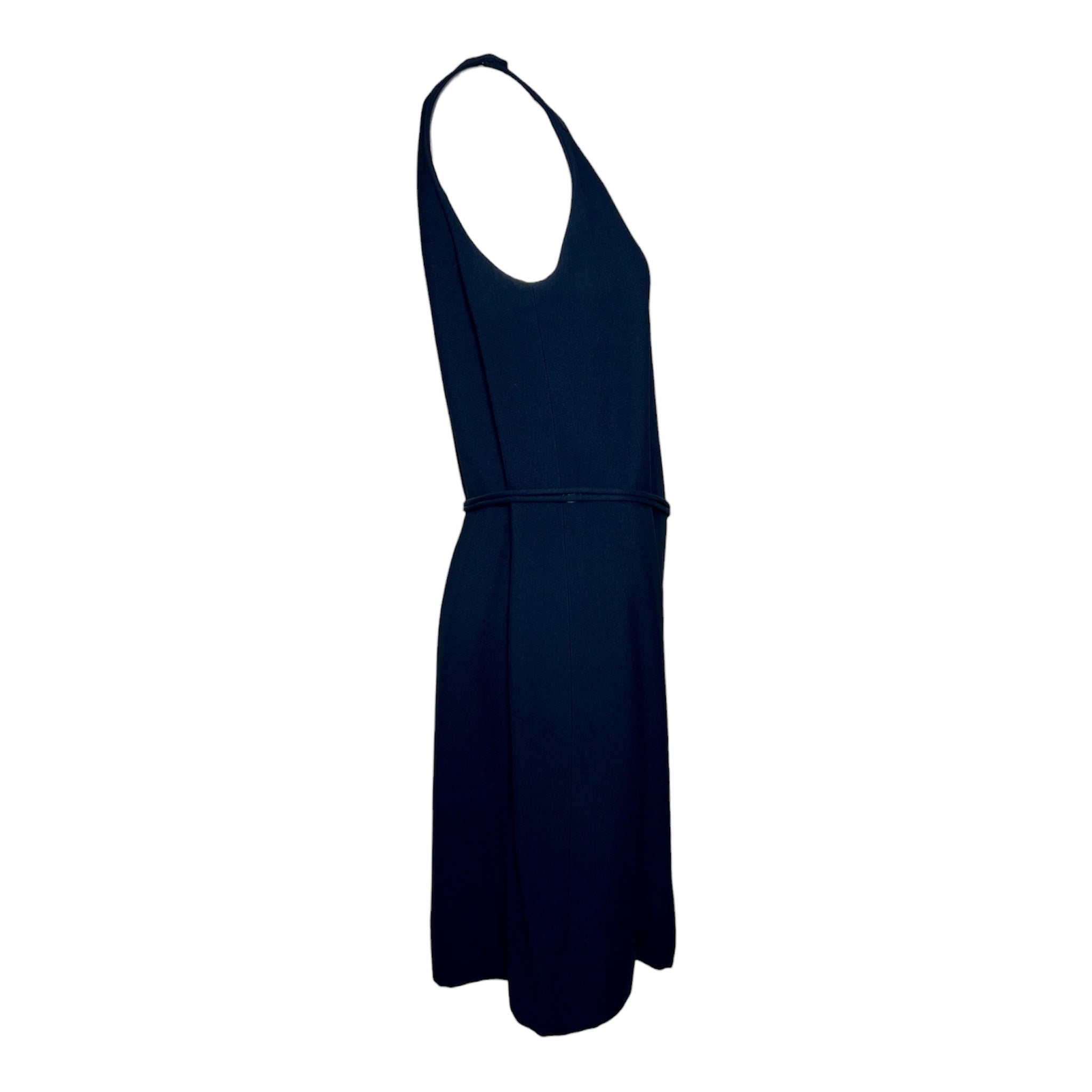 Teal Traina 1960s Classic Little Black Shift Dress w/Crystal Buttons. side