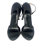 Walter de Silva Black Satin Ankle Strap D'Orsay Stiletto Heels, 41, soles