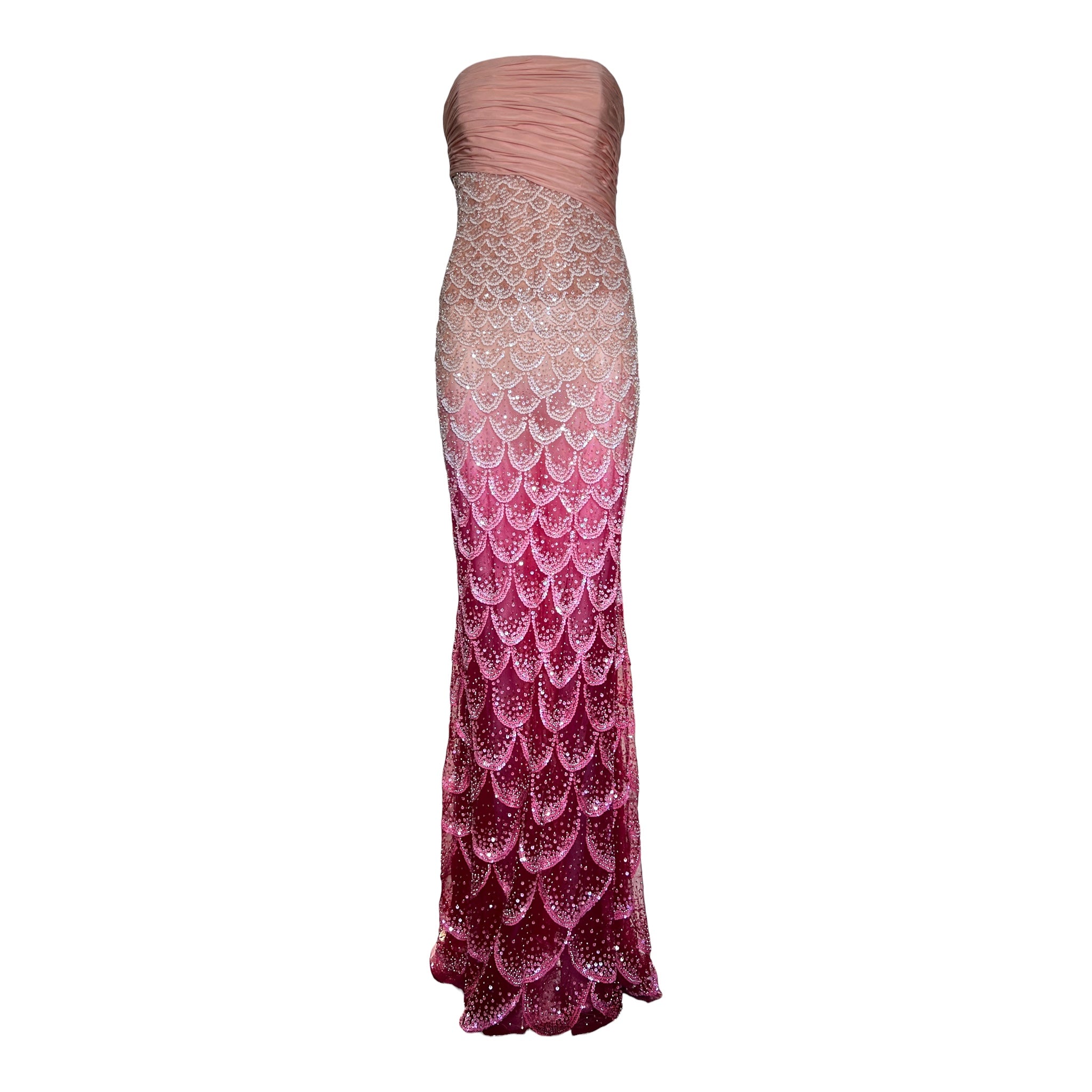Tony Ward 2025 Blush to Rose Ombre Sequin Gown with stole, gown alone