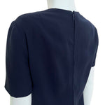 Pierre Balmain Haute Couture Early 1960's Navy Blue Wool Pleated Day Dress, back zipper