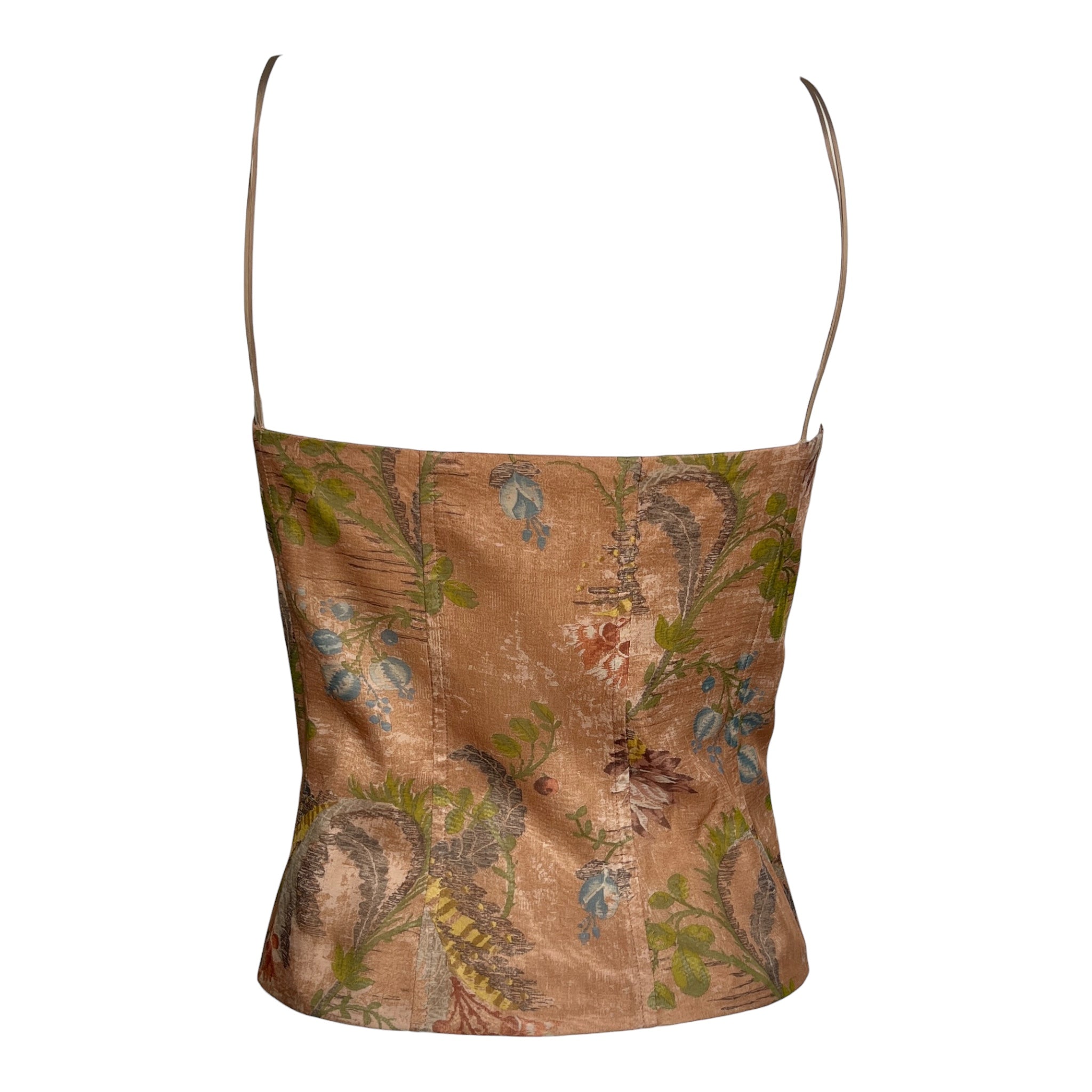 2010s Akris Floral Printed Silk Corset Top, back