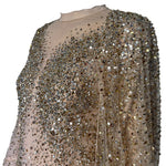 Tony Ward Fall 2025 Sheer Tulle Beaded ad Crystal Gown w/Waterfall Sleeves, neck detail