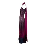 Ruben Panis 1970's Ombre Sequin Column Dress With Scarf, side 2
