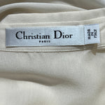  Christian Dior 2000's Cream Silk Pleat Front Button Up Sleeveless Blouse, label