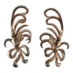 Nettie Rosenstein 1940's Sterling Silver Gold Vermeil Diamante Feather Brooch and Earrings, earring reverse