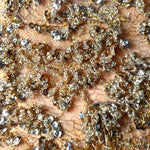 1960's Gold Heavily Embellished Knit Lace Evening Bombshell Gown, detail