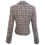 Chanel S/S 2003 Beige Boucle Classic Tweed Cropped Zip-Front Jacket, back