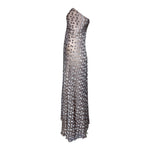Stavropoulos 1970's Grey Devore Velvet Polkadot and Silk Gown, side 2
