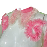 Gucci Pastel 2020s Green and Pink Sheer Boudoir Blouse, front detail