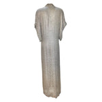 Late 1970's Gold Champagne Lamé Jacquard Caftan Gown and Scarf, dress back