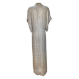 Late 1970's Gold Champagne Lamé Jacquard Caftan Gown and Scarf, dress back